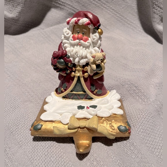 Nostalgic Christmas Polymer Clay Stocking Holder - Santa - Picture 1 of 3